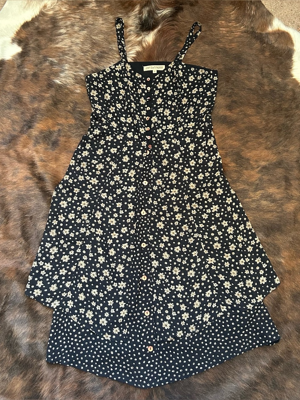 Vintage floral boho midi dress